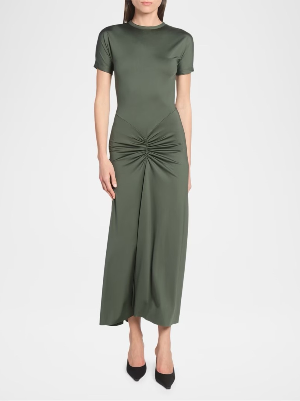 NWT Victoria Beckham Blaire Gathered Waist Midi Dress in Oregano Size 8